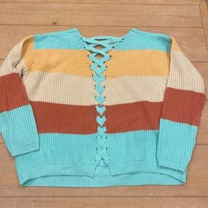 Rock & Roll Cowgirl lace back sweater Small NWOT